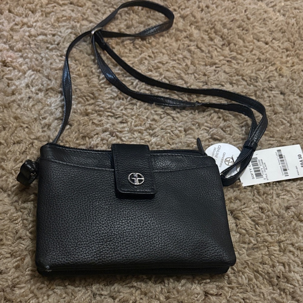 Vintage Giani Bernini Black Pebbled Crossbody Bag